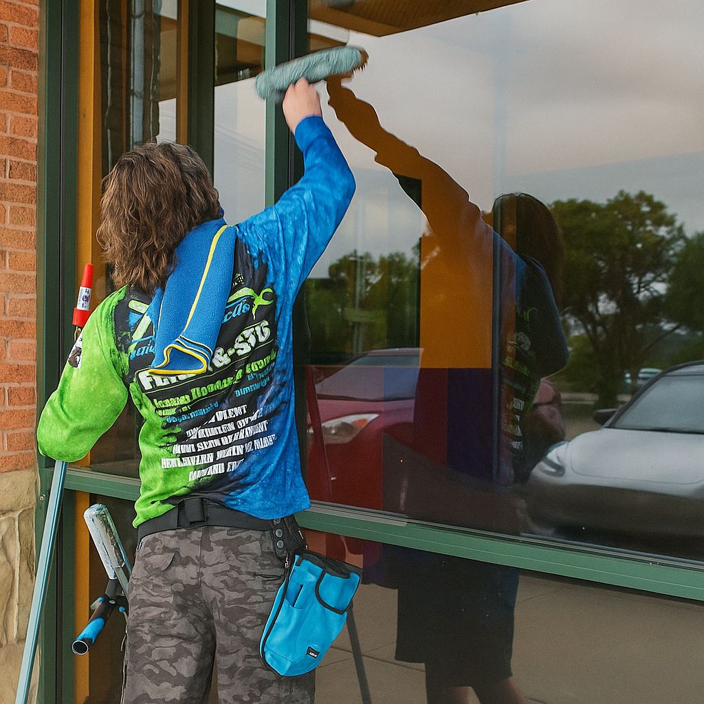Duane Cleaning a Window